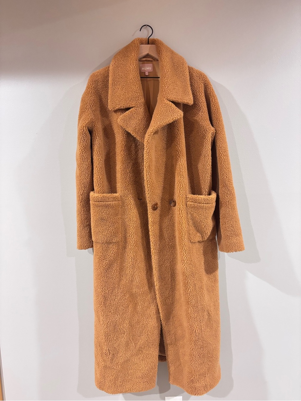 Show Me Your Mumu Sherpa Faux Fur Long Coat Size Medium Brown